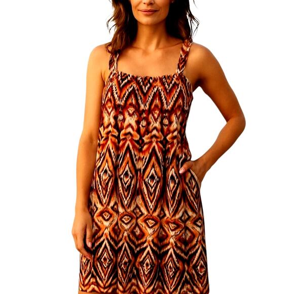 Style&Co Medium Brown Women's Sleeveless Long Maxi BOHO Sun Dress Miss 8 10 M - Picture 1 of 5